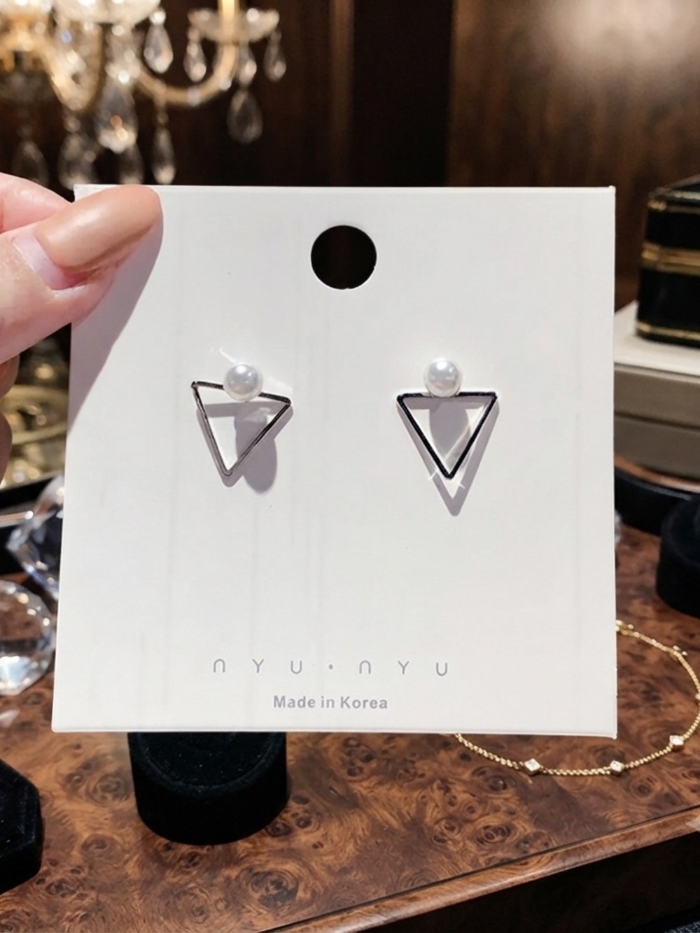 Silver Triangle Pearl Stud Earrings.Women’s jewelry. 3 for $10.NWT
